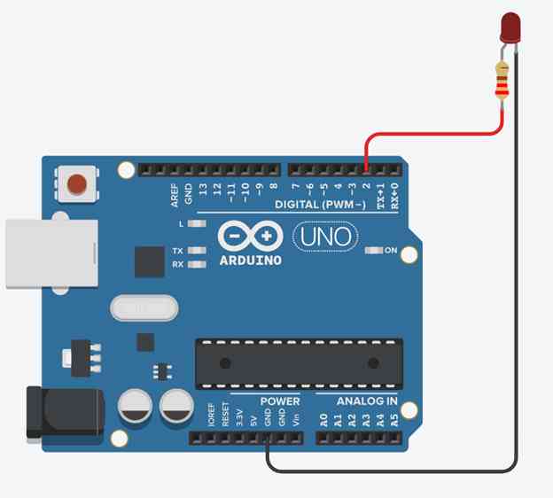Sirkuit Arduino Uno dengan LED (Sumber: Penulis)