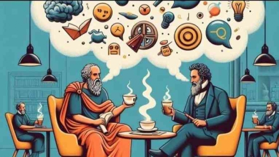 Ilustrasi Plato dan Hegel. Sumber: image ceator dalam wisata.viva.co.id