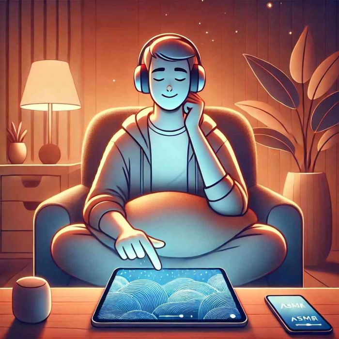 Gambar mendengarkan ASMR. (Sumber : DALL-E dari OpenAI)