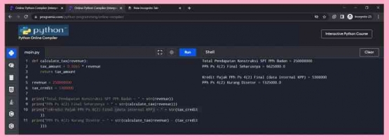 Dokpri_Perhitungan atas PPh Final Pasal 4 Ayat (2) Jasa Konstruksi dengan menggunakan Aplikasi Python Programming