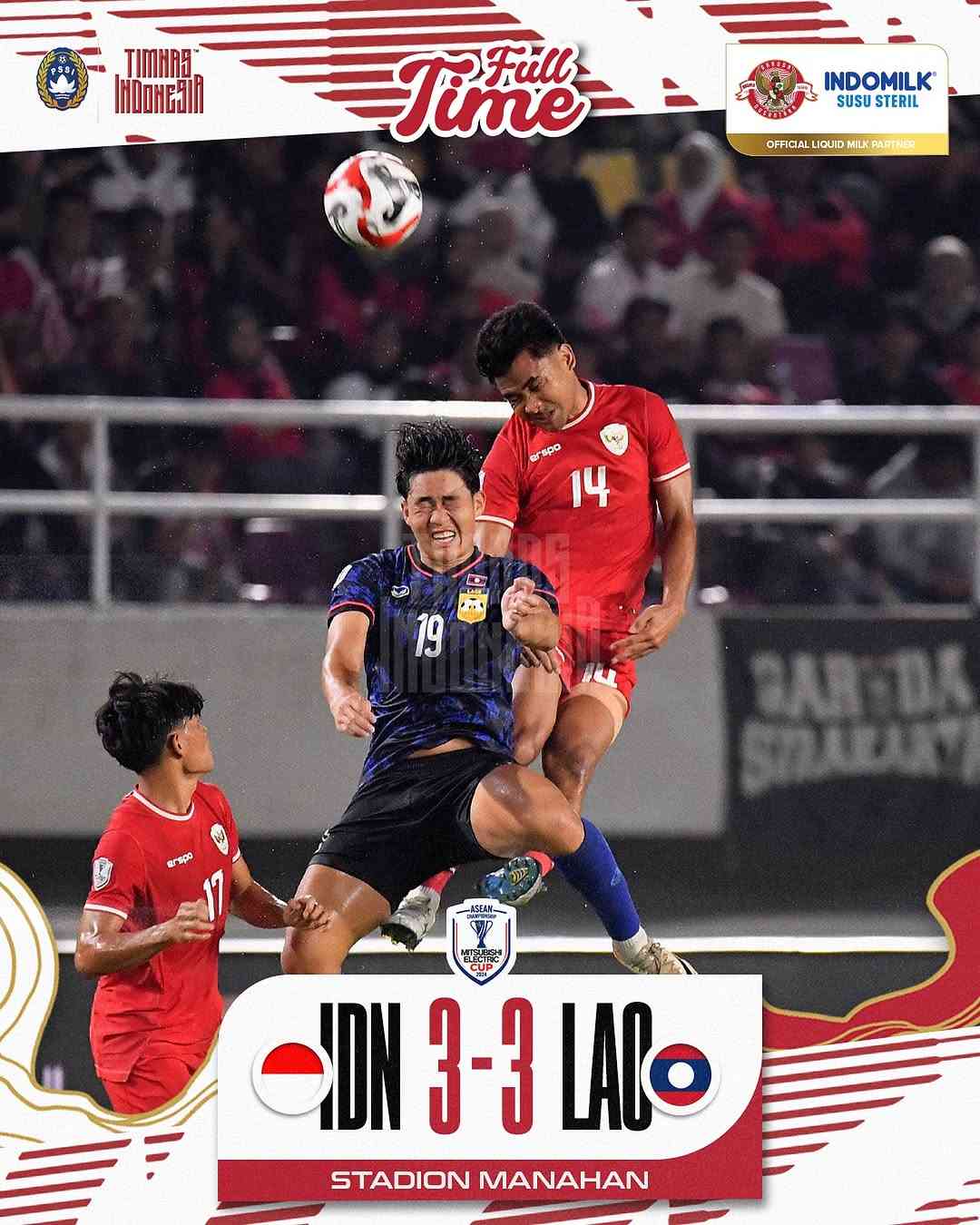 Indonesia Tertahan Imbang 3-3 Lawan Laos Di ASEAN Mitsubishi Electric ...