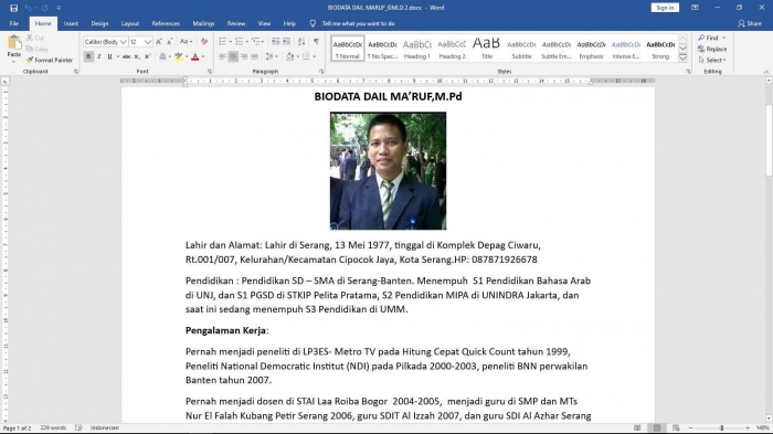 Biodata pak Damar/dokpri
