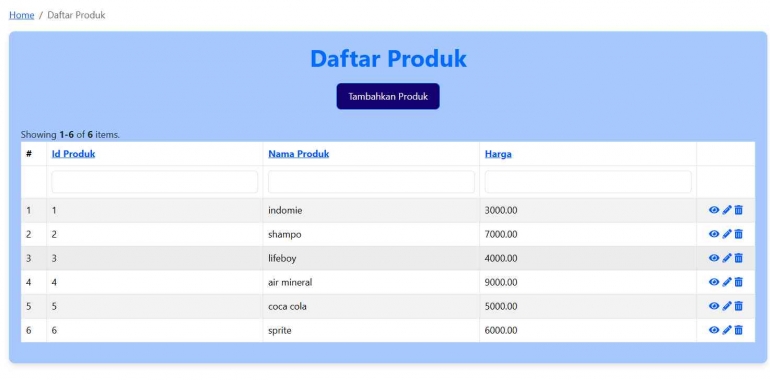 Gambar 5 Daftar Produk