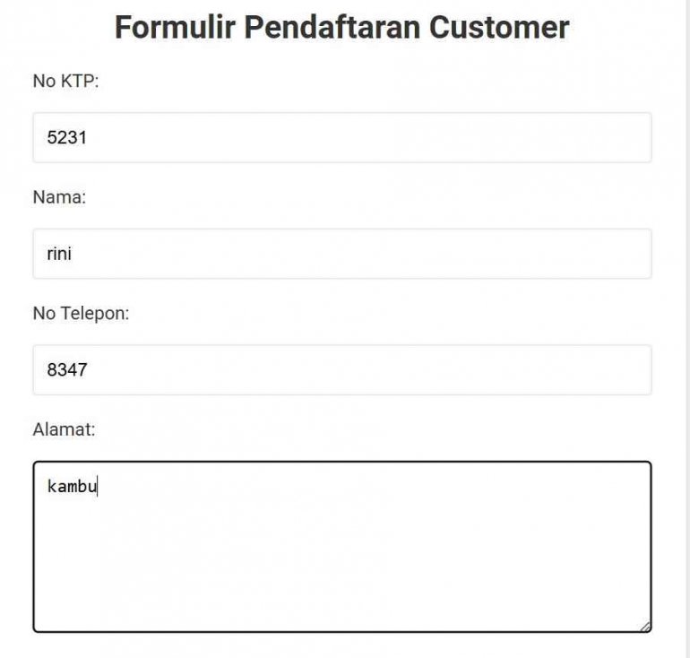 Formulir pendaftaran ; Sumber: dokumen pribadi