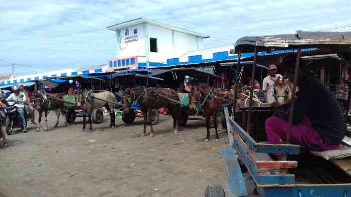 Bendi yang berjejer di pasar Allu, Bangkala Kab. Jeneponto (TRIBUNJENEPONTO.COM / MUSLIMIN)