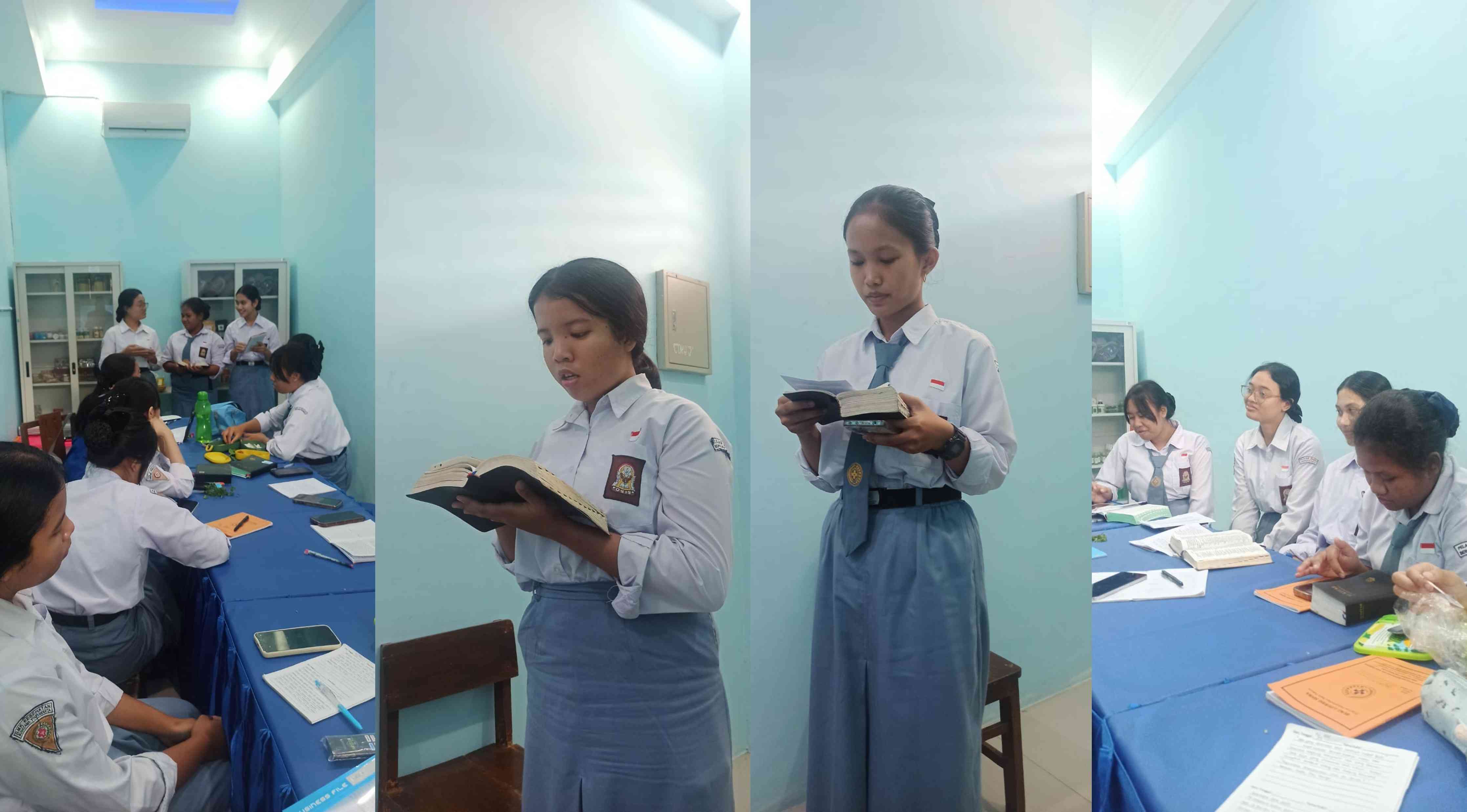 (siswa lapor hasil diskusi dan membuat renungan, dokpri)