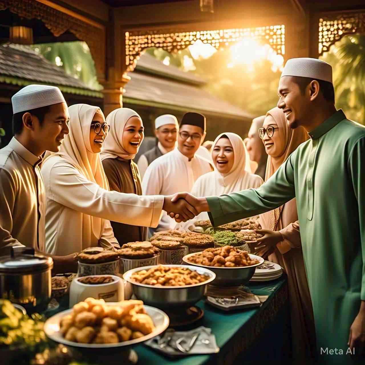 Silaturahmi dan berbagi (ilustrasi dibuat dengan Meta AI)