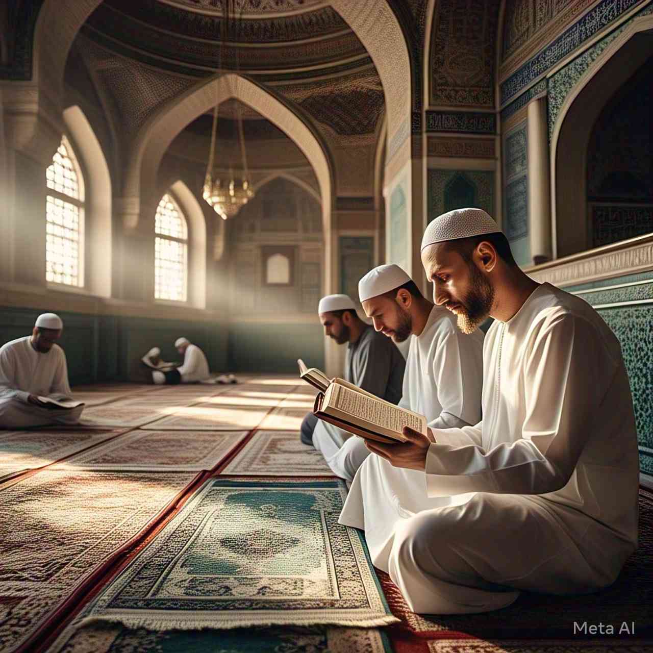 Iluatrasi Membaca Al-Qur'an selama bulan Ramadan (sumber gambar; Meta AI)