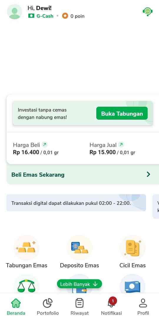 Cara daftar jadi nasabah tabungan emas mudah dan cepat (sunber: tangkapan layar Pegadaian Digital) 