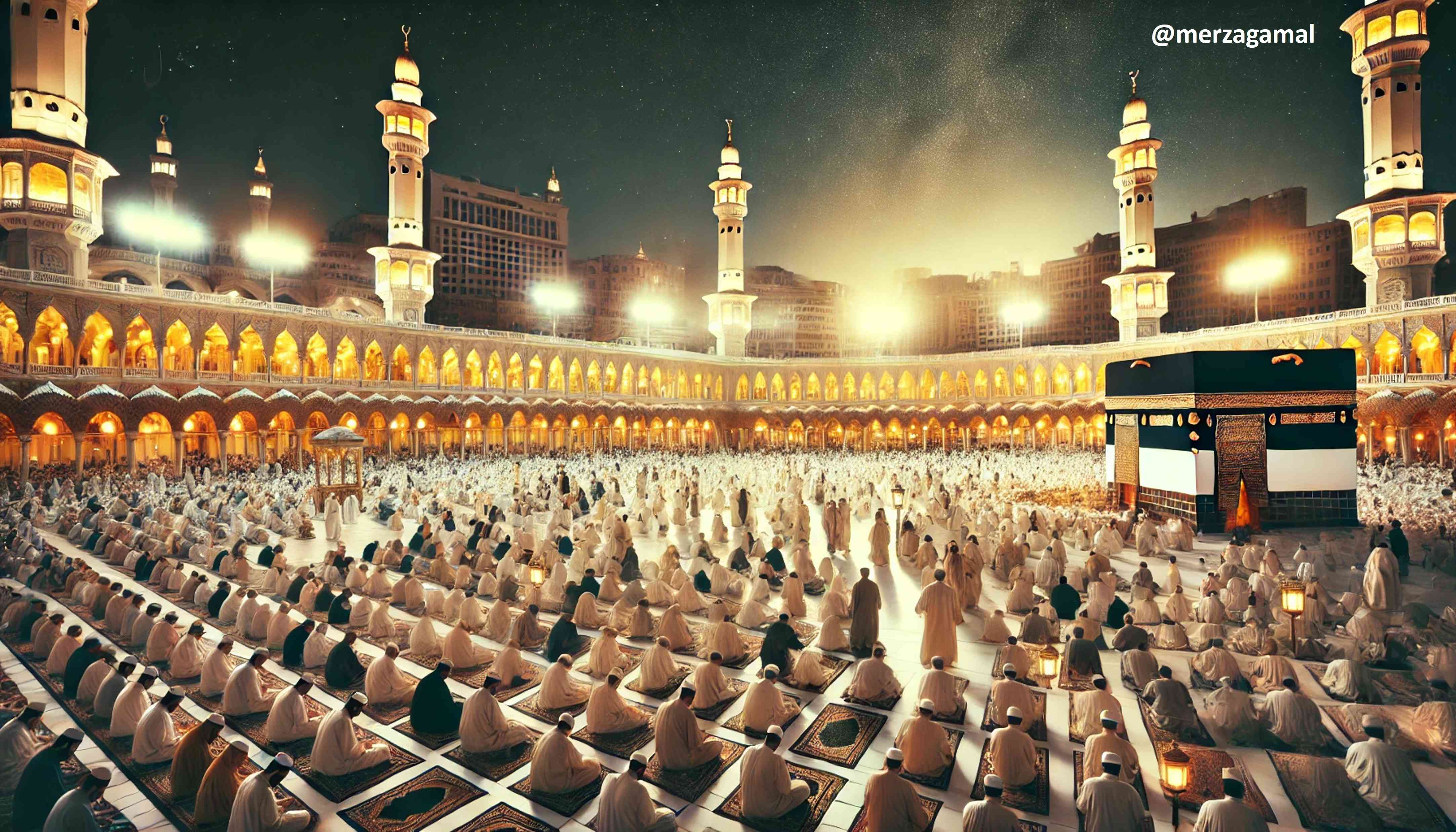 Gambar ilustrasi pelataran Kabah Masjidil Haram, Sumber: Dokumentasi Merza Gamal diolah dengan Generative AI