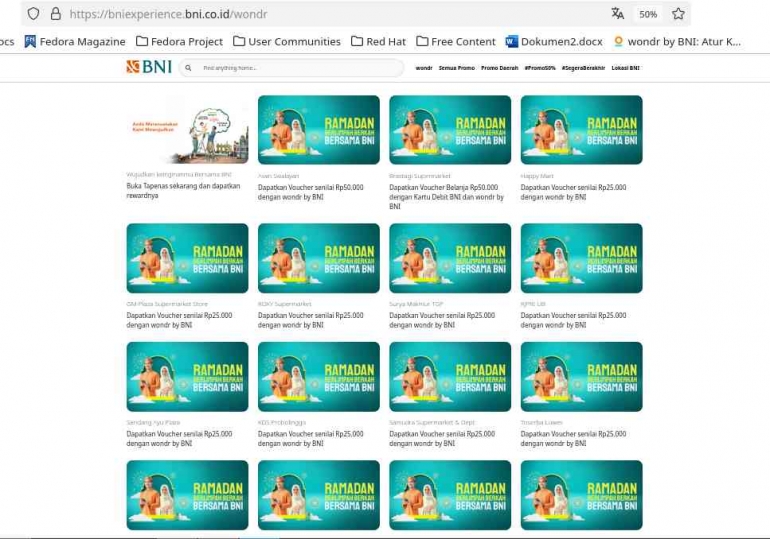 Diskon belanja di berbagai Tenant (Sumber laman BNI)