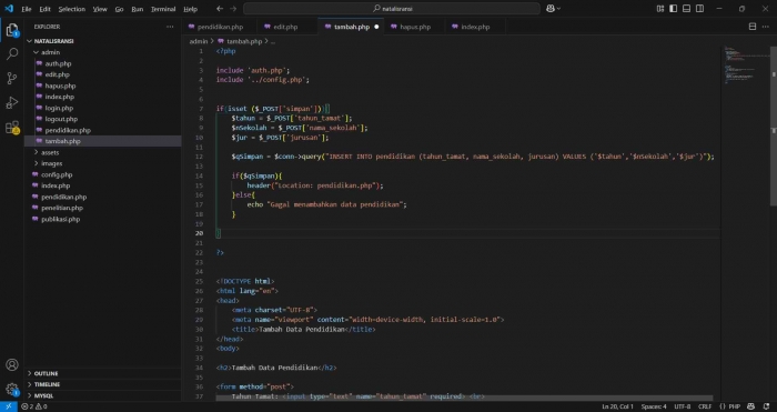 Tangkapan layar kode dalam bahasa pemrograman PHP, dok. Pribadi