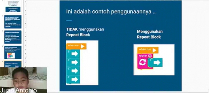 Nio Sedang belajar di code.org: dokpri