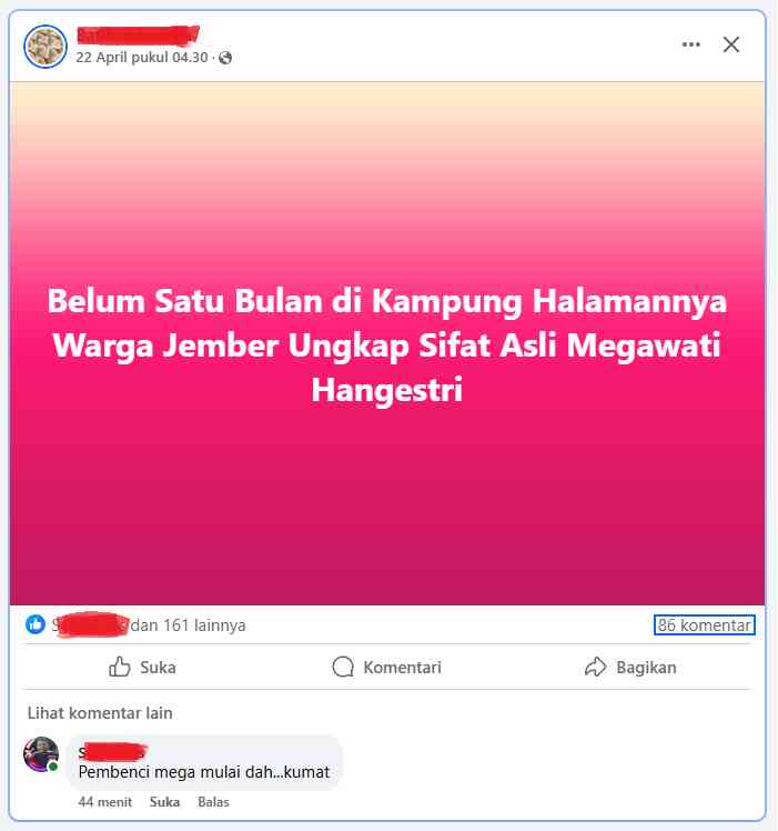 Tangkapan layar facebook. (Dokumen pribadi)