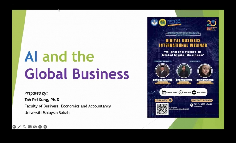 AI And The Global Business By Toh Pei Sung, Ph. D, Sumber: Zoom Digital Business International Webinar, 23 April 2025.