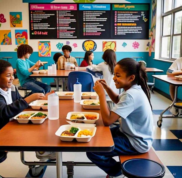 Makan Bergizi gratis ( ilustrasi dibuat dengan Meta AI)