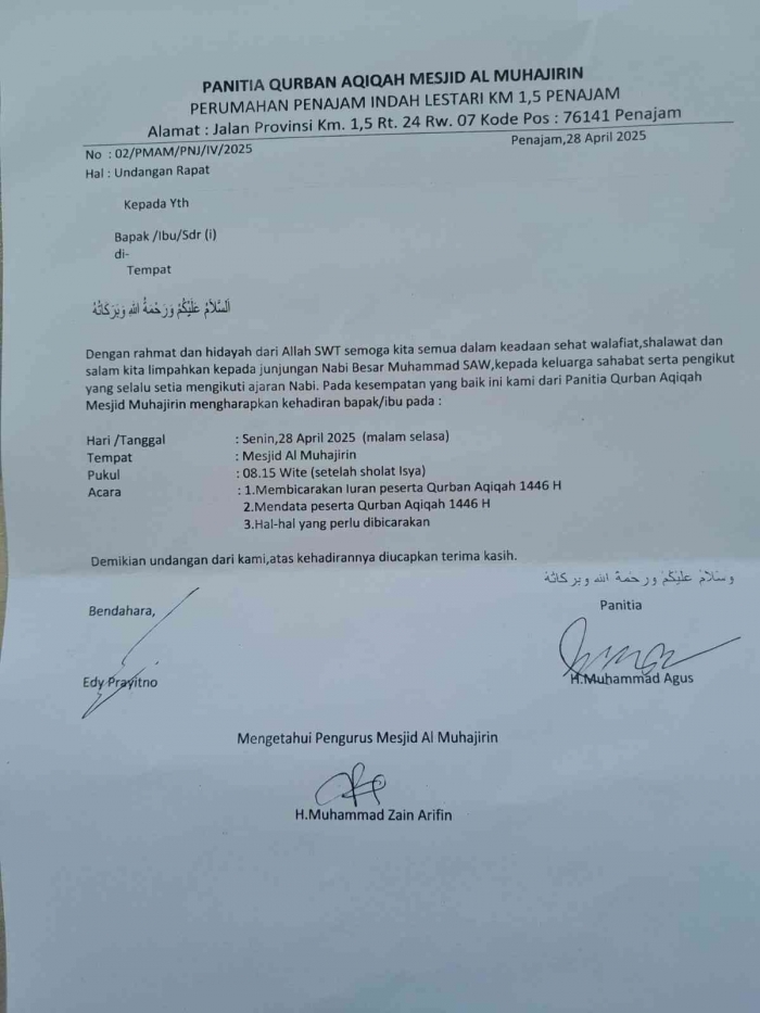 Undangan musyawarah Qurban (dokpri)