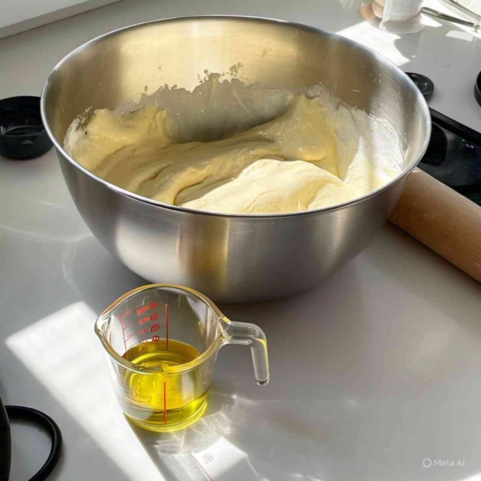 Tambahkan 65 ml minyak goreng (ilustrasi dibuat dengan Meta AI)