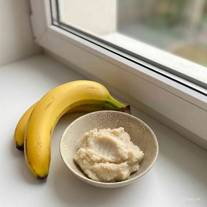 Lumatkan pisang sampai halus (ilustrasi dibuat dengan Meta AI)