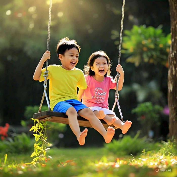 Bermain di taman, diolah dengan Meta AI (dokpri)