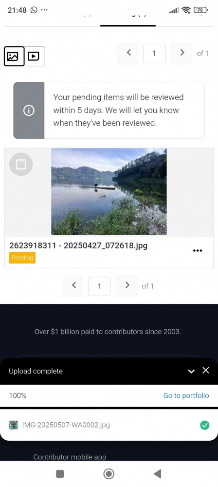Menjadi kontributor di Shutter stock dengan menawarkan foto/video (dokumentasi pribadi)