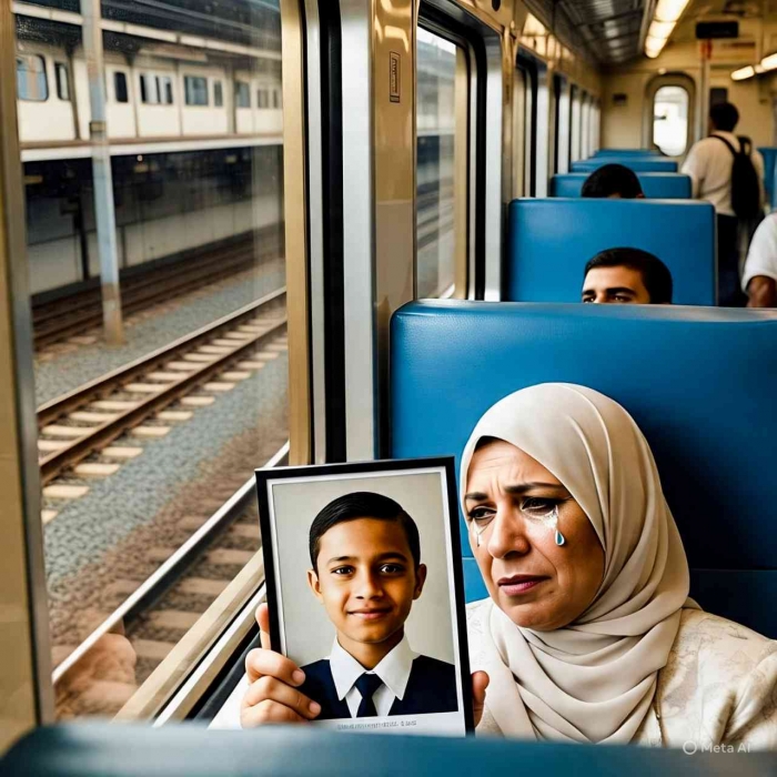 Rindu Ibu pada Sang Putra dalam kereta (ilustrasi dibuat dengan Meta AI)