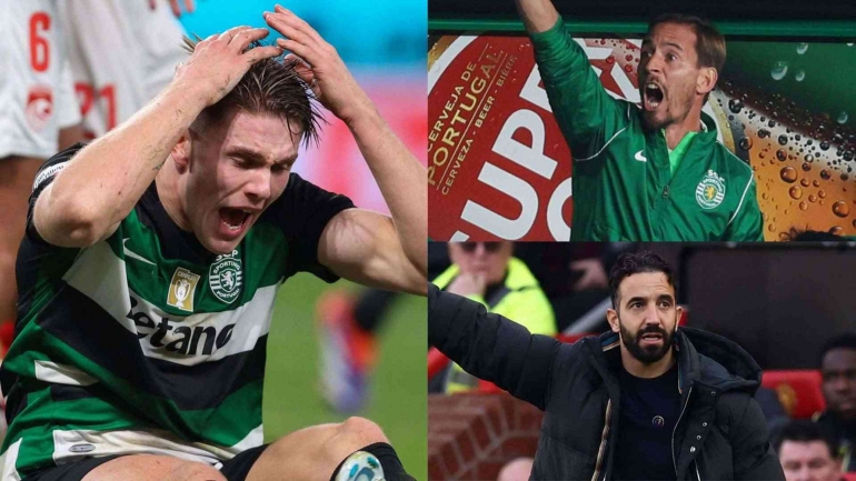 Searah jarum jam: Viktor Gyokeres, Joao Pereira, dan Ruben Amorim (Goal.com)