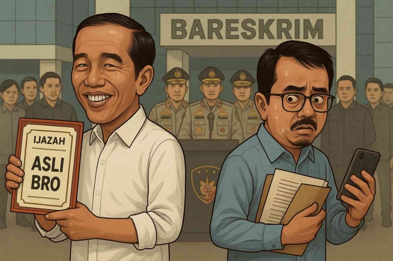 Ilustrasi : Soal keaslian ijazah, usai rilis hasil uji Forensik di Bareskrim Polri.| Fransiskus Lature, S.H.