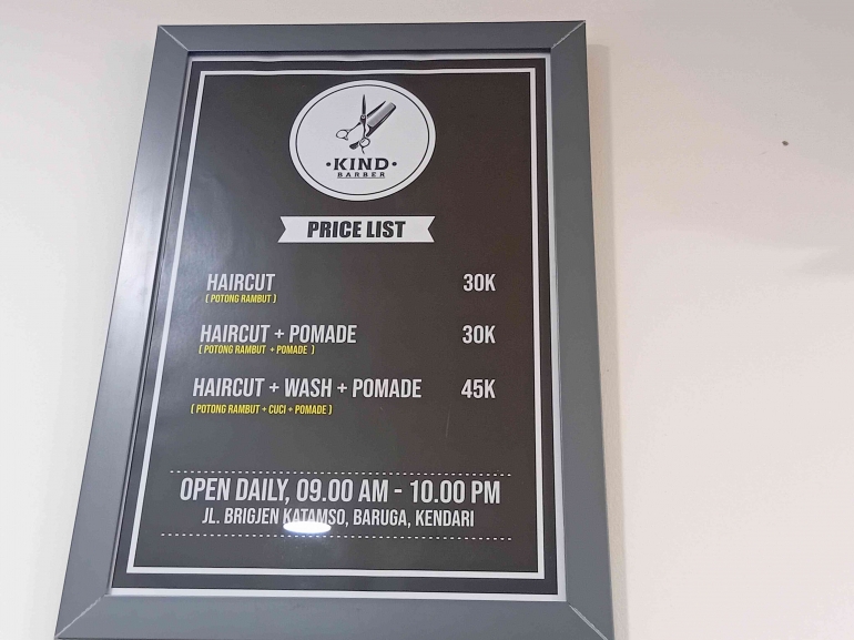 Price list Kind Barber: dokpri