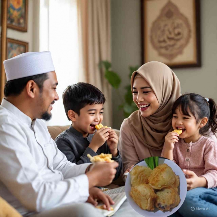 Menikmati Rondo Royal bersama keluarga (ilustrasi dibuat dengan Meta AI)