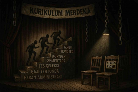 Drama Honorer Tanpa Akhir. Sumber: https://sora.chatgpt.com/g/gen_01jzf1t51xen0vwqyn45fqj7ar