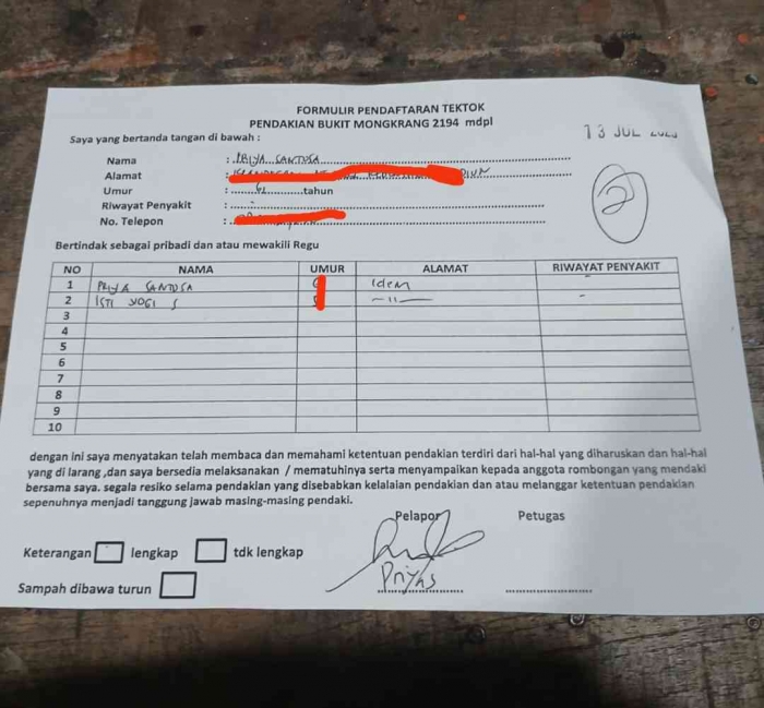 Formulir yang harus diisi di loket pendaftaran (dokumentasi pribadi: Isti Yogiswandani)