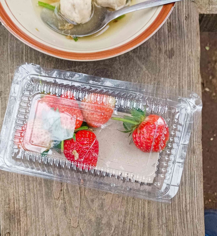 Seplastik stroberi membuat nafsu makan ku tumbuh(dokumentasi pribadi: Isti Yogiswandani)