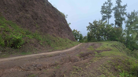 Jalur tanah turun ke Kampung Pandan, Lembang Bau. (Sumber: Dokumentasi Pribadi)