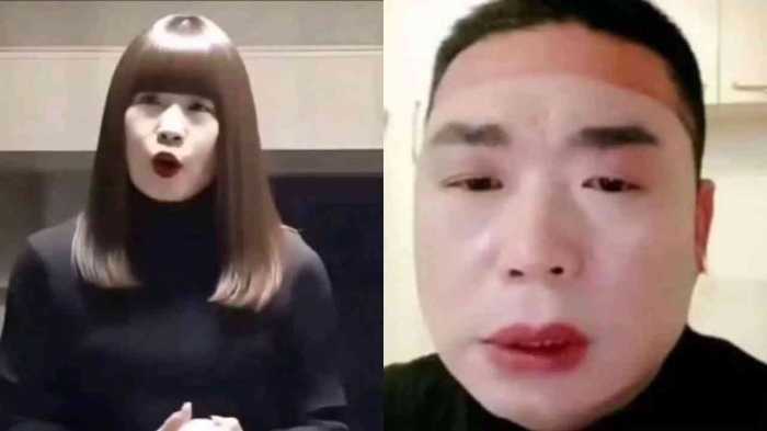 Seorang pria bernama Jiao, warga Nanjing berusia 38 tahun, ditangkap setelah menyamar menjadi perempuan. (Foto : Twitter)