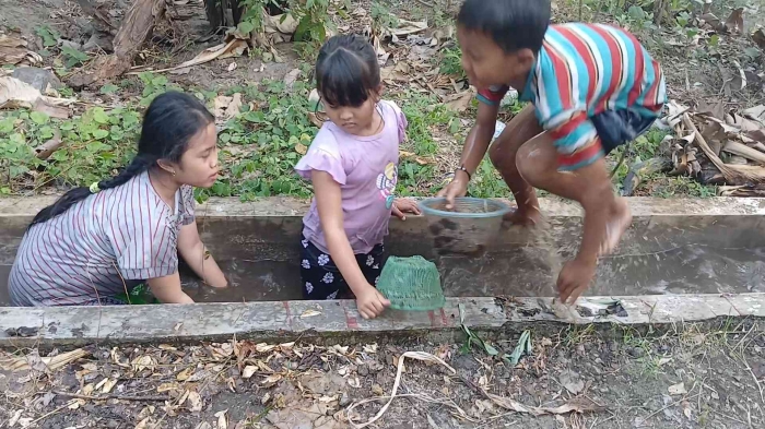 Awas, Aku mau tangkap lele (Dokumentasi pribadi |Isti Yogiswandani)