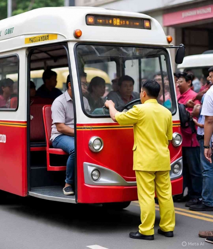 Etika di transportasi umum (Ilustrasi dibuat dengan Meta AI)