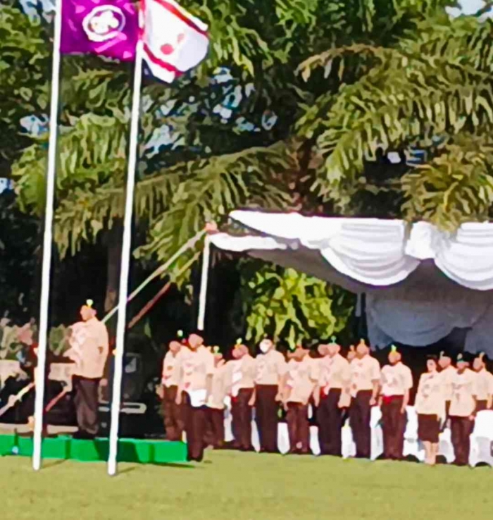 Apel Hari Pramuka Kwarcab Madiun diadakan di Lapangan Mberan Berlangsung Khidmat(dokumentasi pribadi|Isti Yogiswandani)