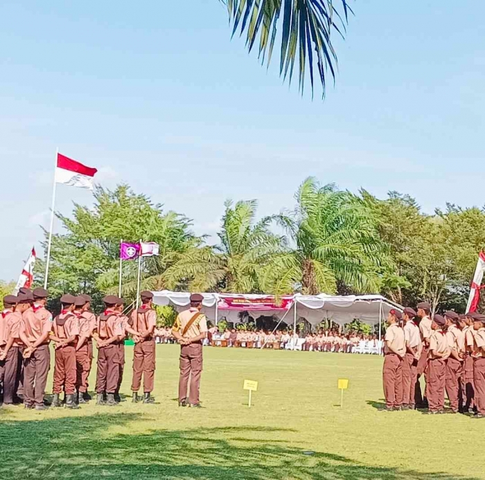 Apel Hari Pramuka Kwarcab Madiun diadakan di Lapangan Mberan Berlangsung Khidmat(Dokumentasi pribadi|Isti Yogiswandani)