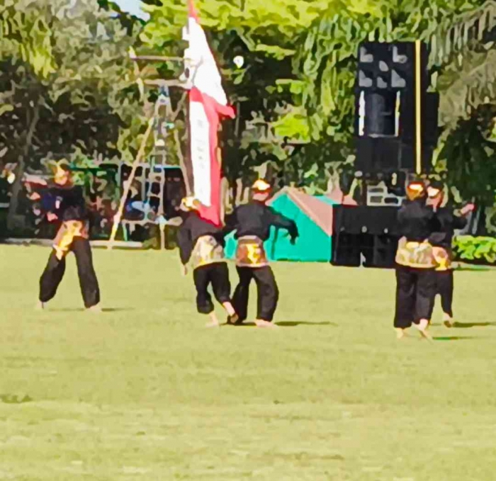 Madiun Kampung Pesilat: Pementasan Pencak Silat dalam Apel Pramuka Tampil Memukau|Dokumentasi pribadi|Isti Yogiswandani)