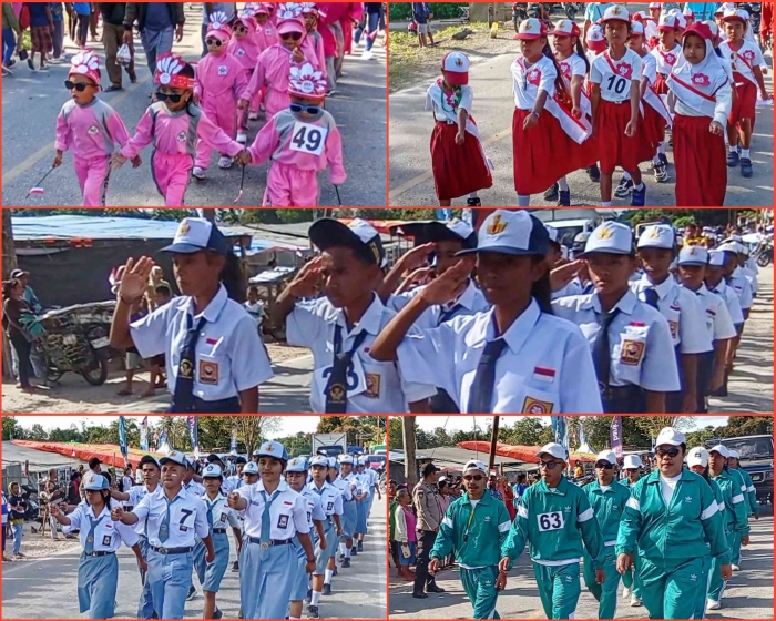 Kolase foto lomba gerak jalan di Niki-niki, Kecamatan Amanuban Tengah, Kabupaten Timor Tengah Selatan, NTT.