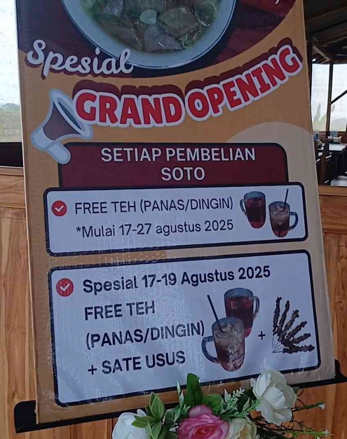 Yuk Kepoin Grand Opening Soto Bude Tin: Free Teh dan Sate Usus(Dokumentasi pribadi|Isti Yogiswandani)