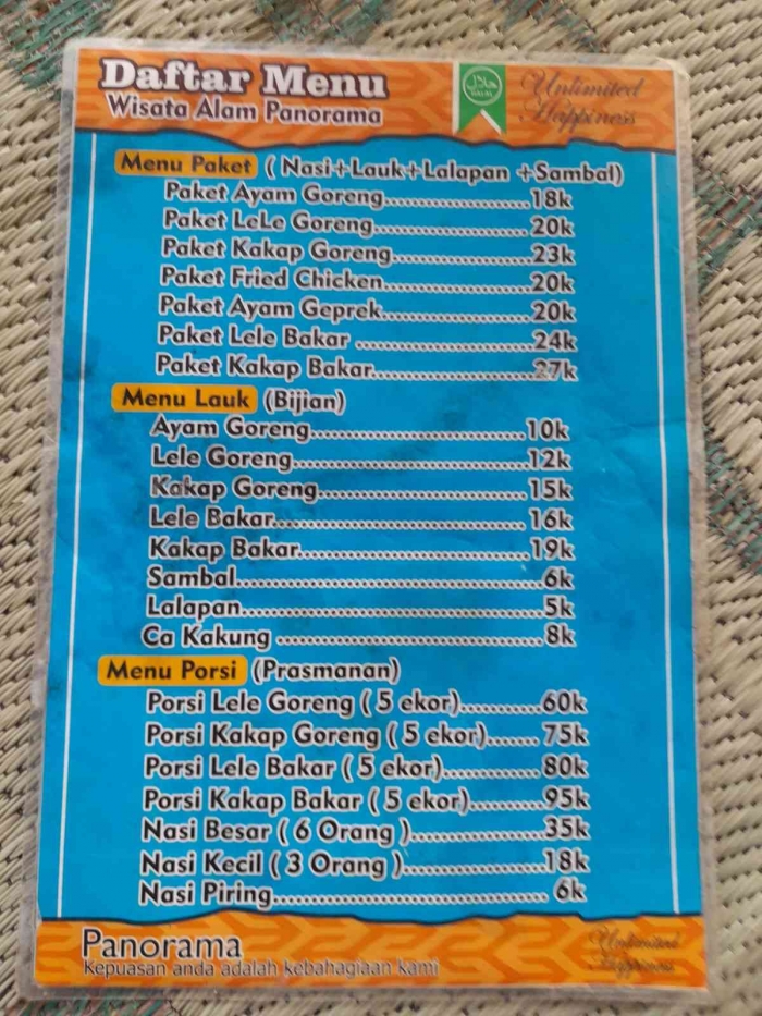 Daftar menu makanan (dokpri)