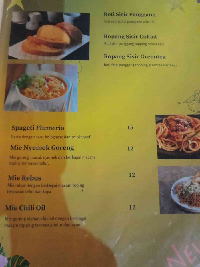 Daftar menu makanan (dokpri)