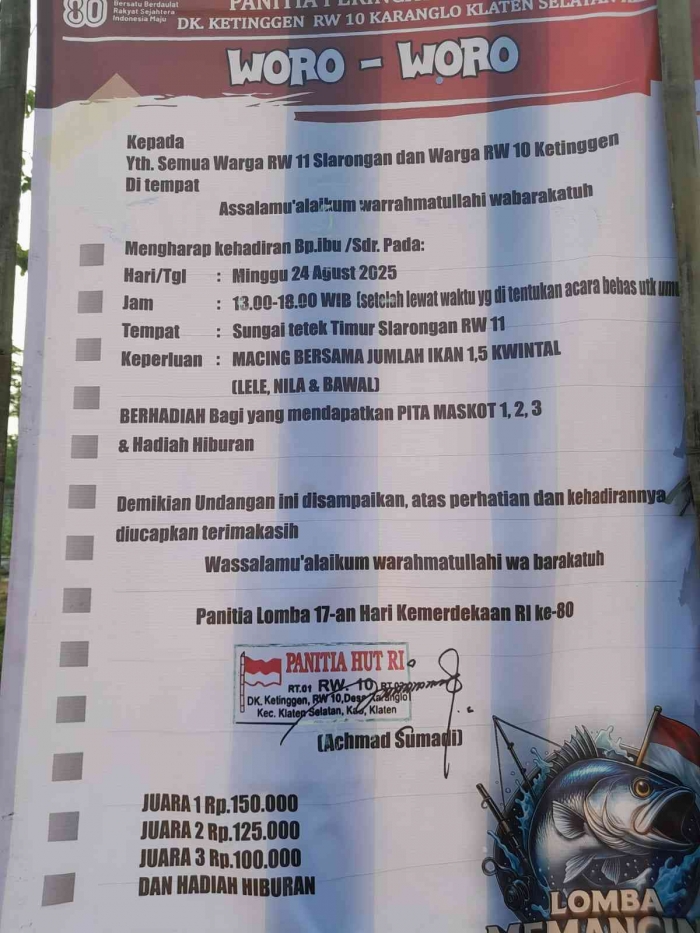 Informasi (Woro-Woro) Lomba Memancing Ikan (dokpri)