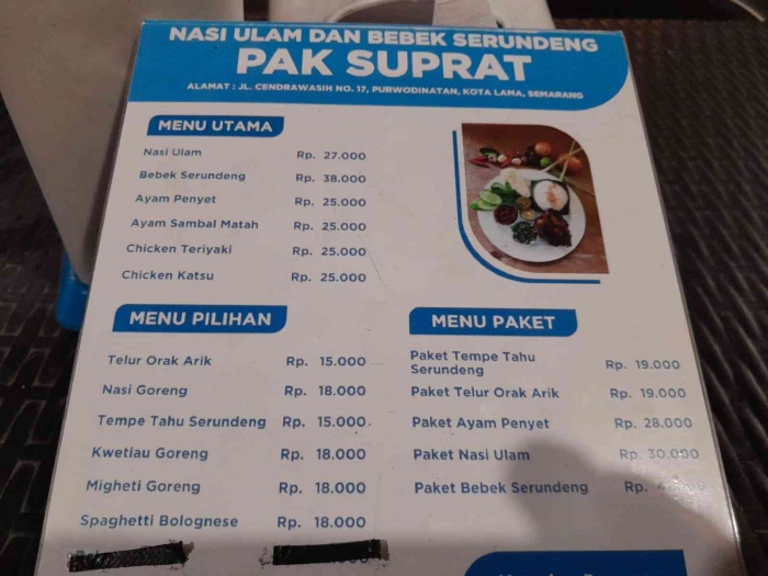 Tarif harga makanan (dokpri)