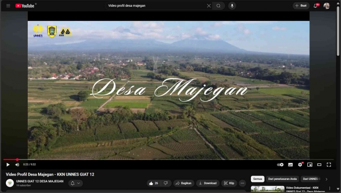 Video Profil Desa Majegan, Kabupaten Klaten (10/9/2025). Sumber : Youtube UNNES GIAT 12 DESA MAJEGAN