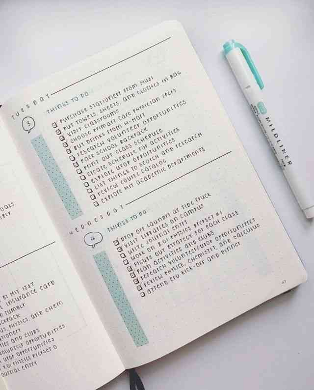Bullet journal spread dengan metode KonMari (pinterest.com/xX_ena)\