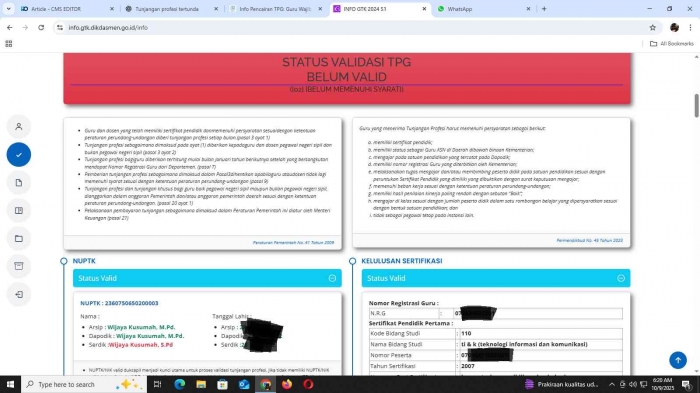 status TPG belum valid/dokpri