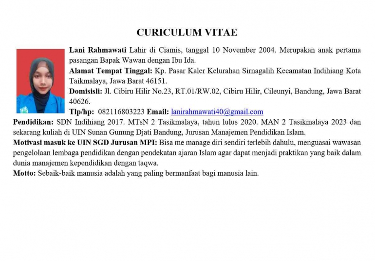 (Sumber: CV Pribadi)